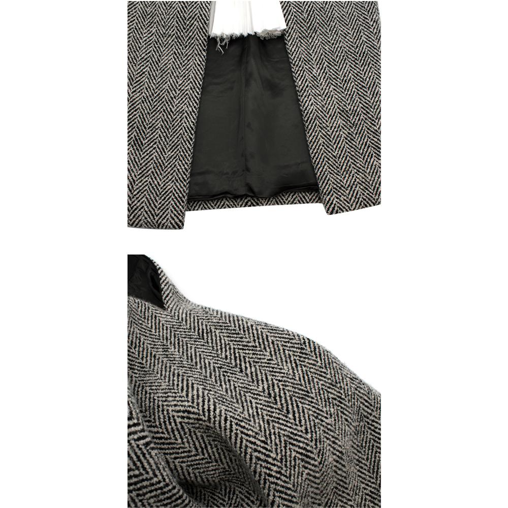 Sacai Grey Wool Chevron Tweed Layered Jacket & Skirt - Size Medium - 2 For Sale 1