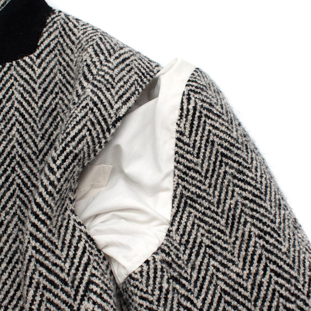 Sacai Grey Wool Chevron Tweed Layered Jacket & Skirt - Size Medium - 2 For Sale 3