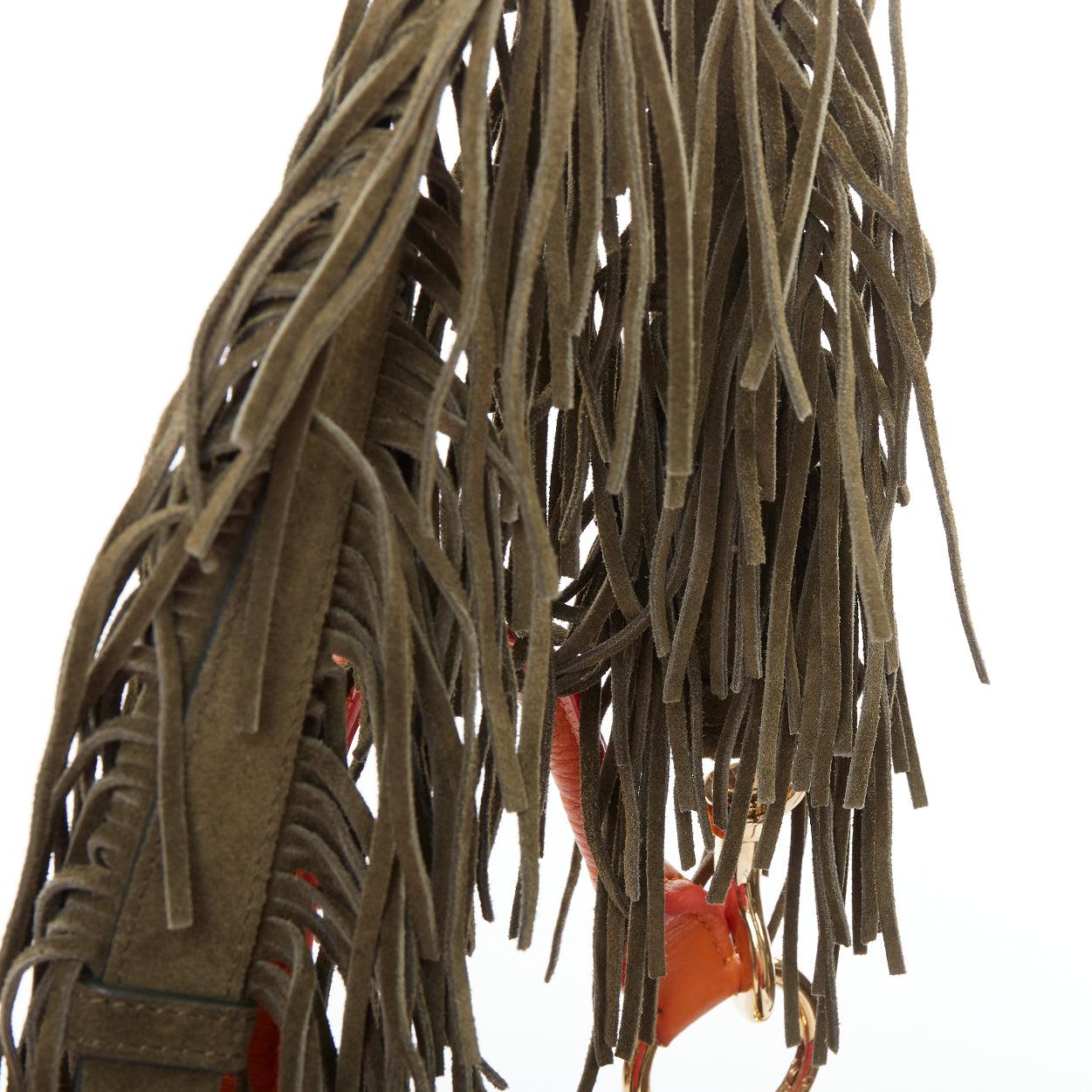 SACAI Horseshoe navy orange fringe leather colorblock saddle bag 3