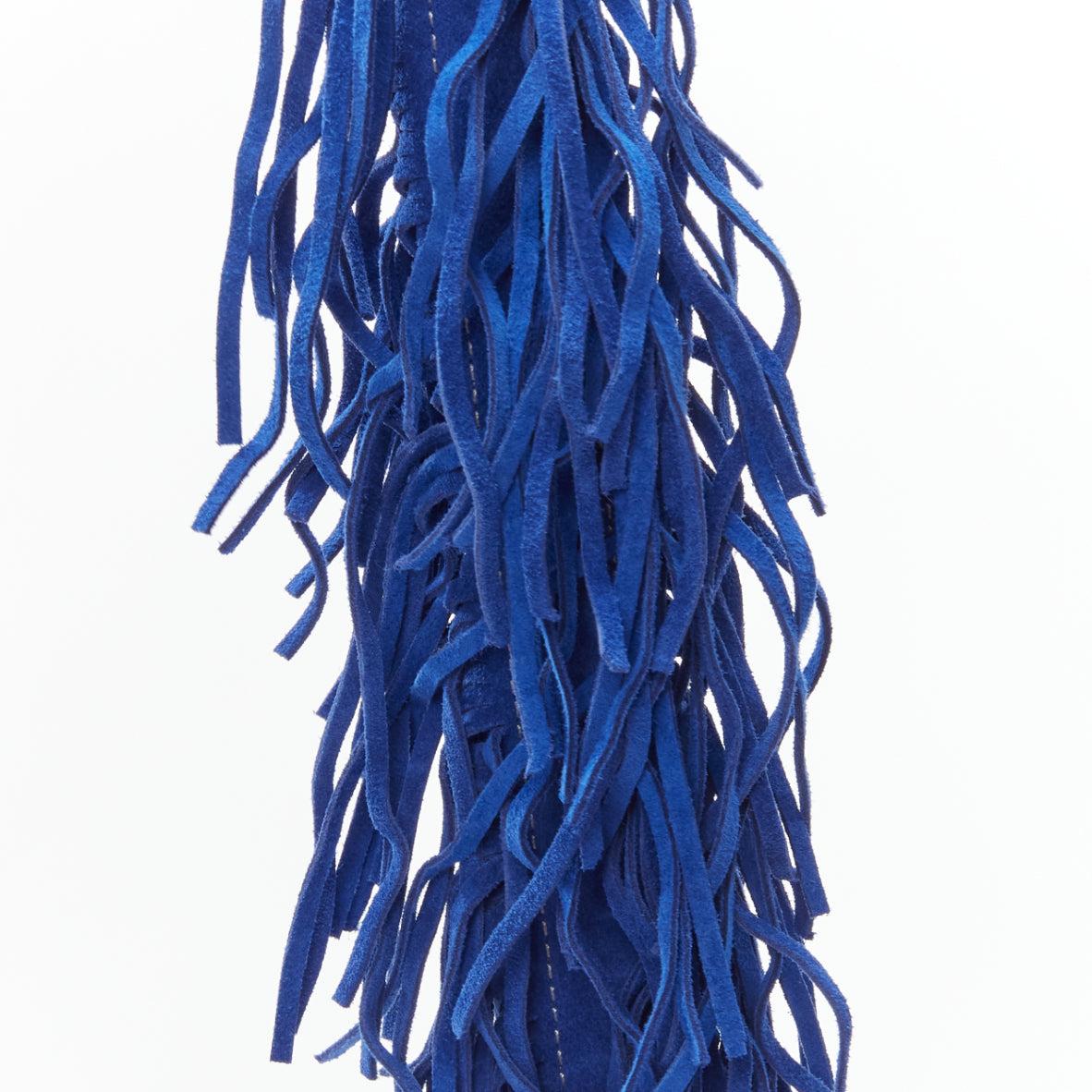 SACAI Horseshow cobalt blue leather suede fringe studs crossbody bag For Sale 3