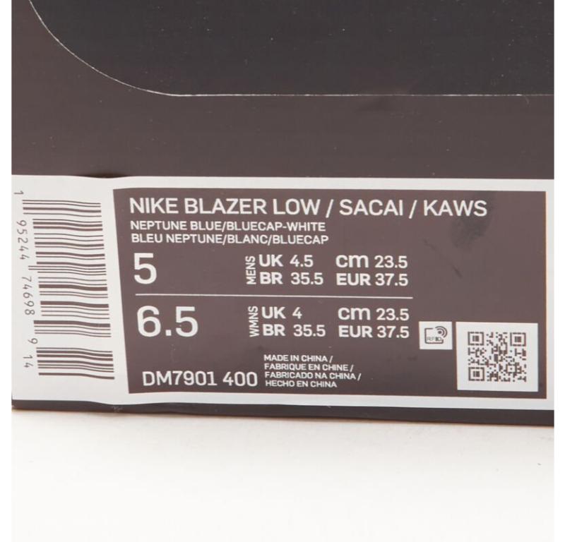 SACAI KAWS Nike Blazer Low neptune blue mid sneaker EU5 EU37.5 DM7901 400 For Sale 7