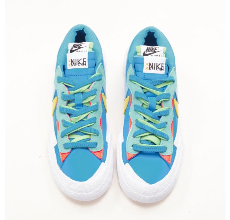 Gray SACAI KAWS Nike Blazer Low neptune blue mid sneaker EU5 EU37.5 DM7901 400 For Sale