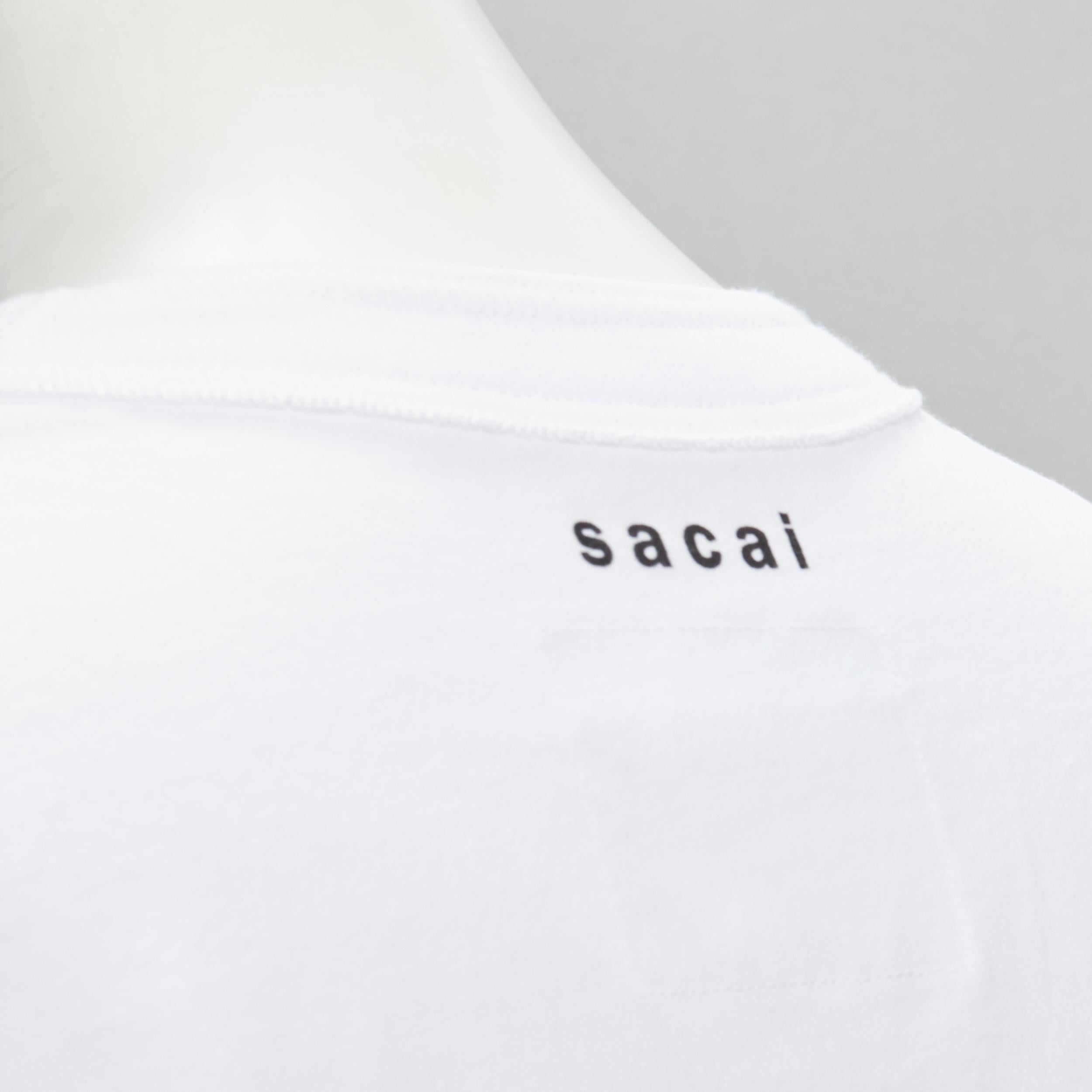 Women's SACAI KAWS XX logo embroidery pocket white cotton boxy tshirt JP0 XS For Sale