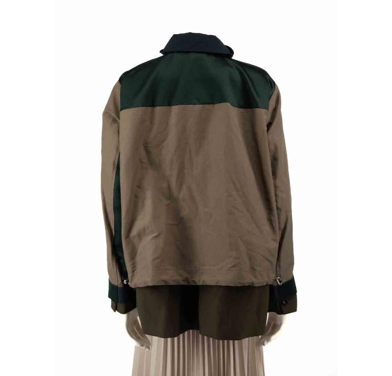 Black Sacai Khaki Colour Block Layered Parka Jacket Size L