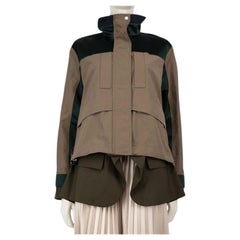 Sacai Khaki Colour Block Layered Parka Jacket Size L
