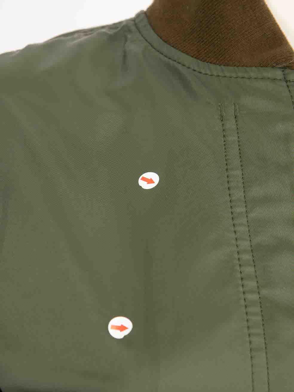 Women's Sacai Khaki Zip Up Bomber Jacket Size M For Sale