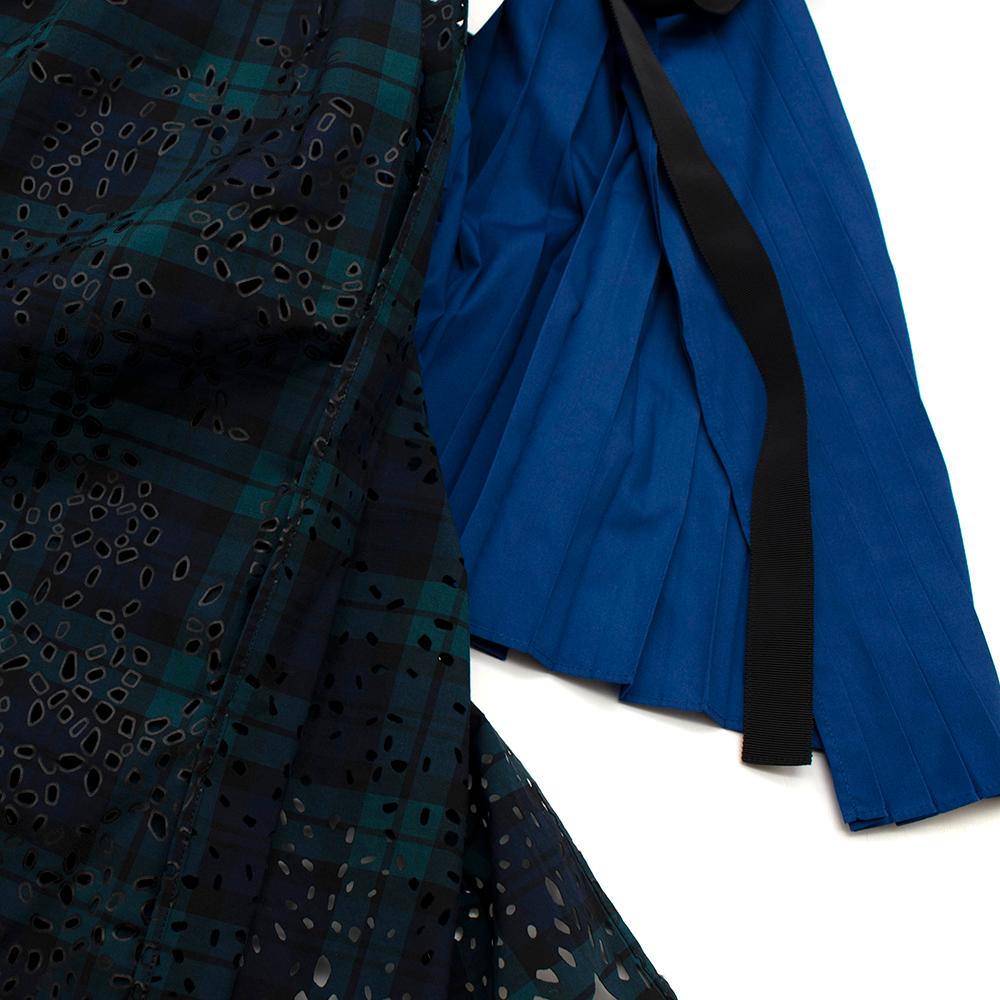Sacai Knitted Navy Tartan Asymmetric Dress M For Sale 4