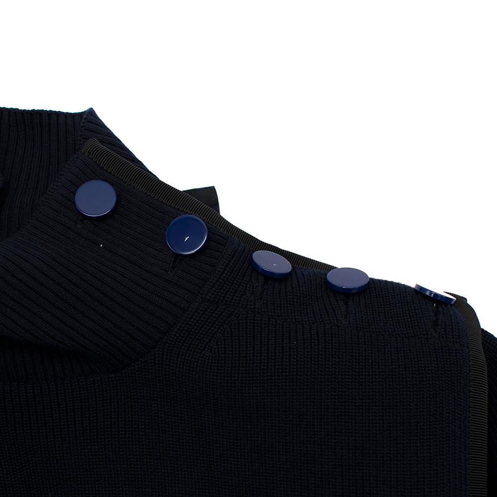 Black Sacai Knitted Navy Tartan Asymmetric Dress M For Sale
