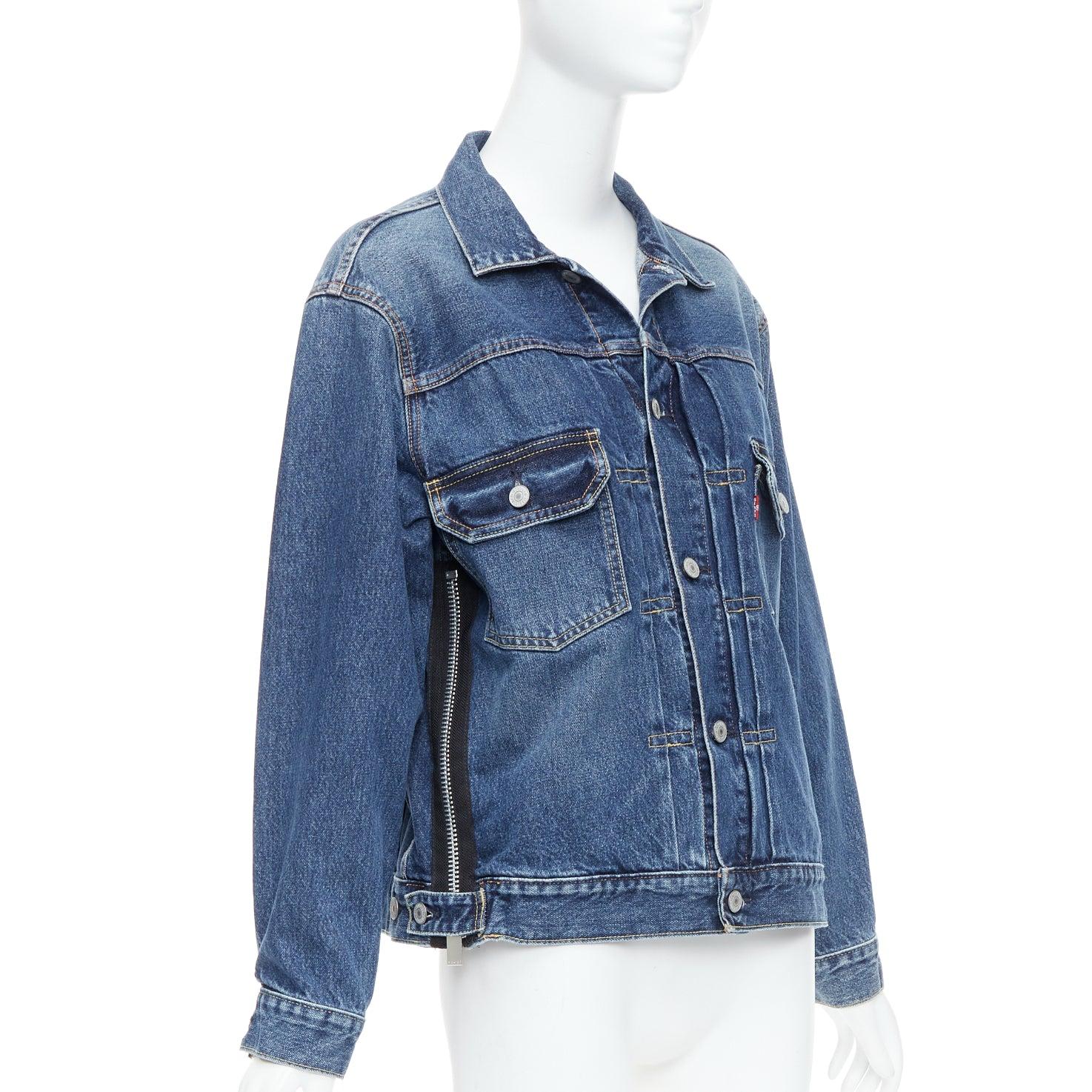 SACAI LEVIS blue reconstructed raw zip side boxy denim SACAI LEVIS blue reconstructed raw zip side boxy denim