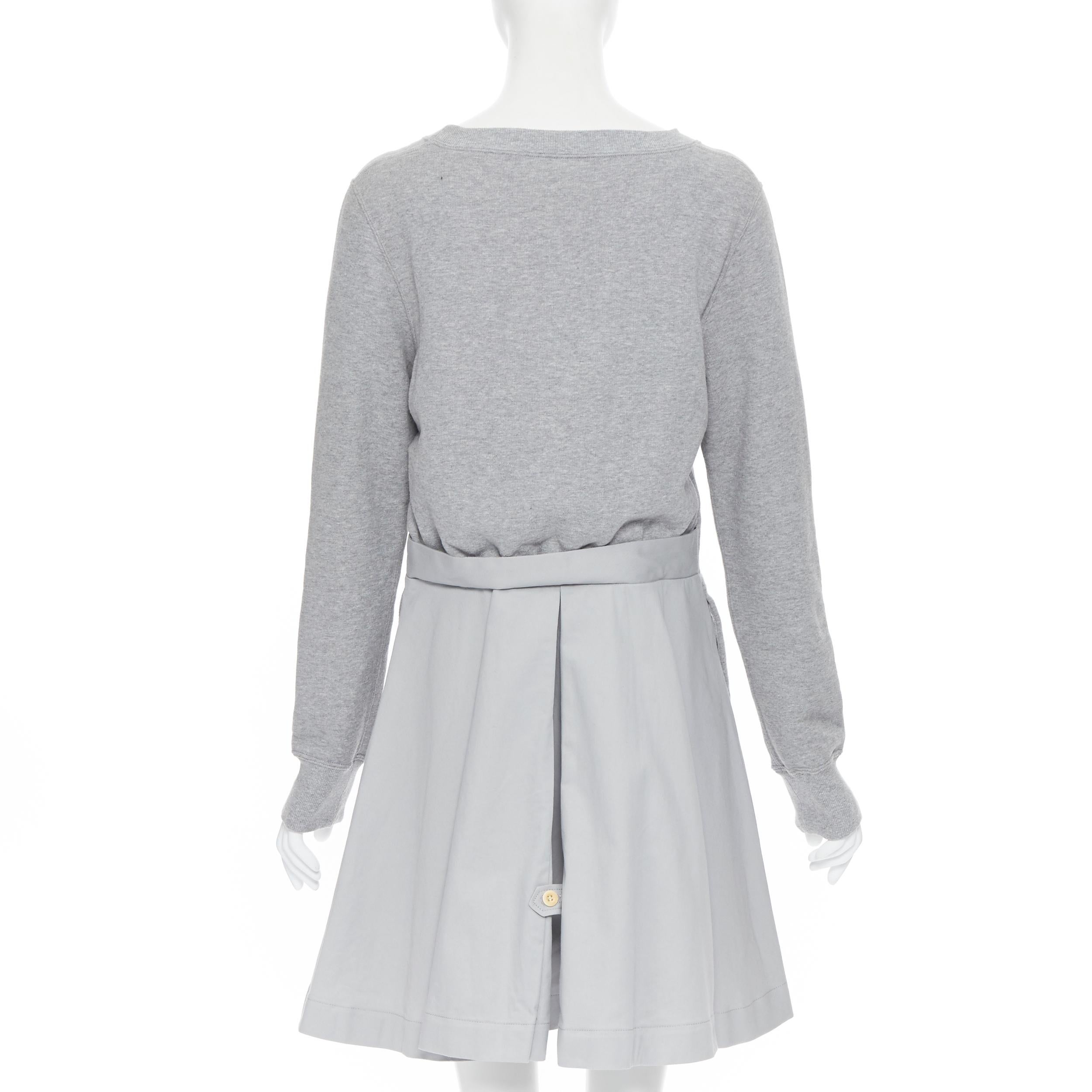 Gray SACAI light grey dual pocket flared skirt casual oversized sweater dress JP3 L