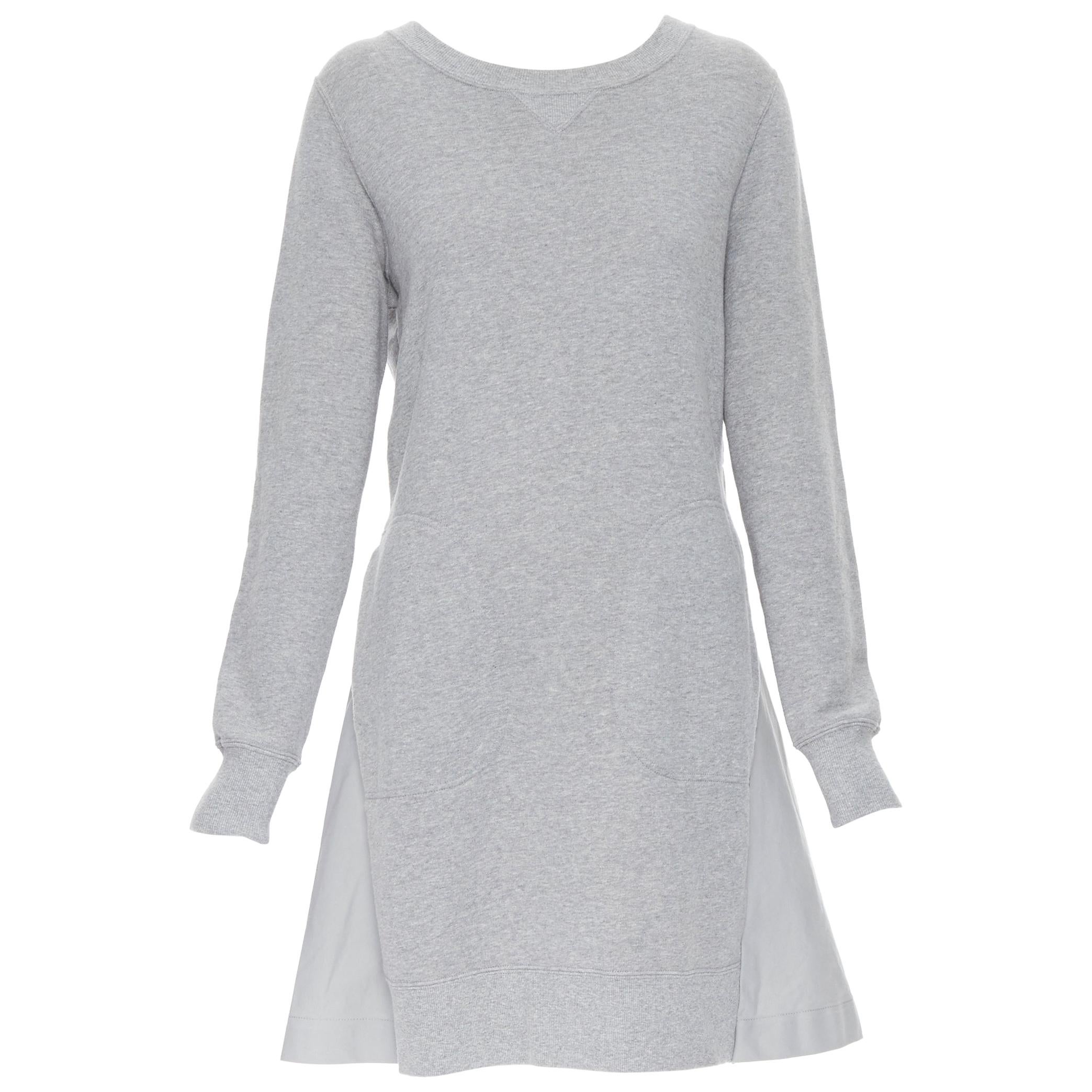 SACAI light grey dual pocket flared skirt casual oversized sweater dress JP3 L