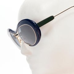 Occhiali da sole SACAI Linda Farrow 4C2SUN blu navy arrotondato oro ovale