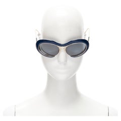 SACAI LINDA FARROW 4C2SUN navy blue rounded gold oval sunglasses