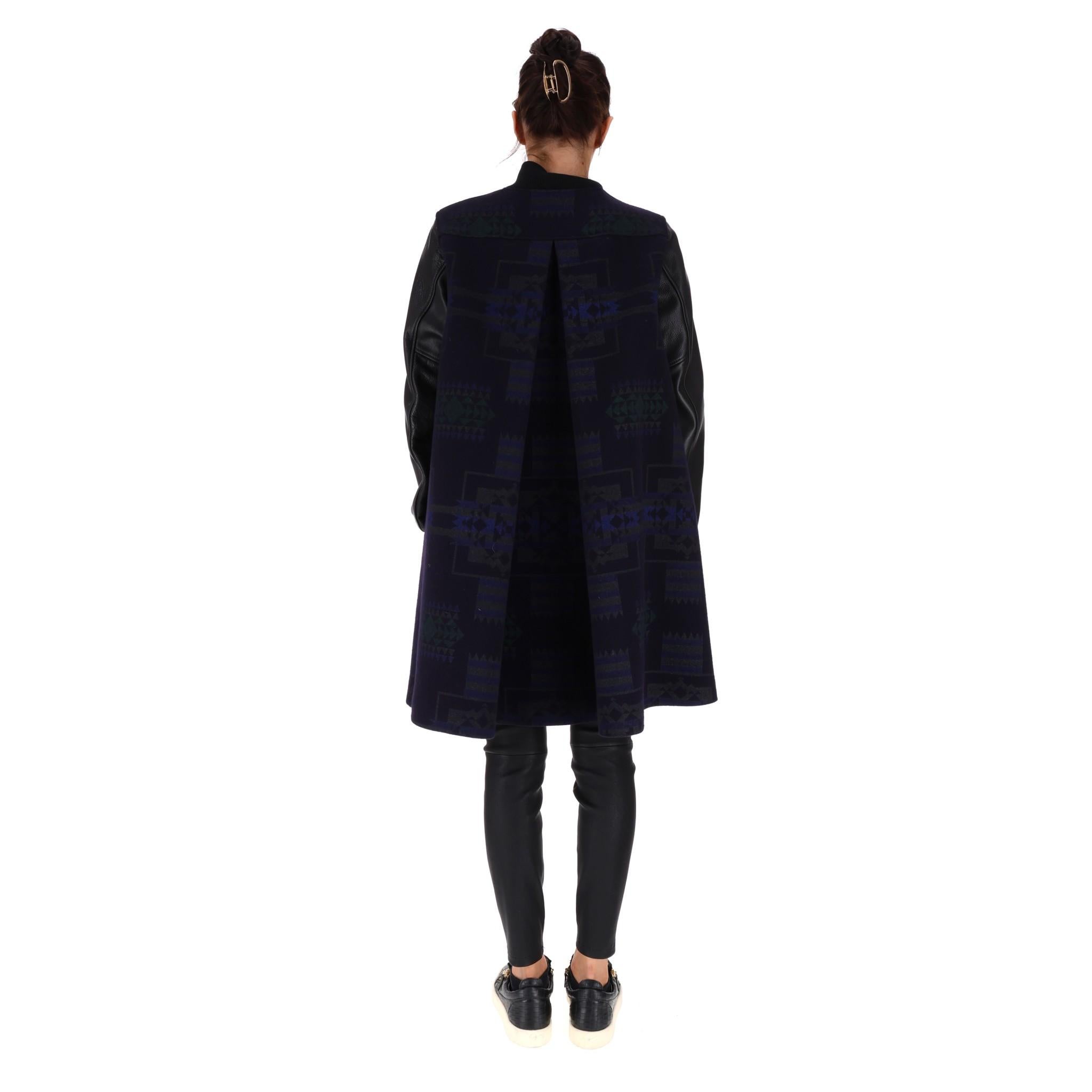 Sacai Luck 7 Wool & Leather Coat In Excellent Condition For Sale In London, GB