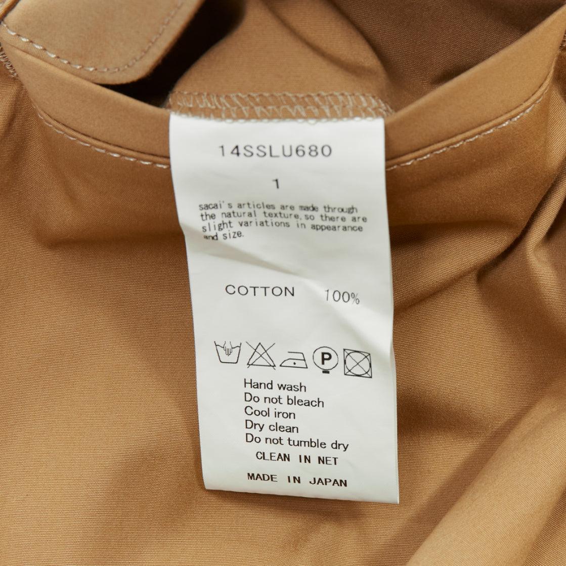 SACAI LUCK beige off white button embellished waistband wide cargo pants For Sale 5