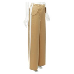 Sacai LUCK pantalon cargo large beige écru à ceinture ornée de boutons