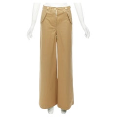 Sacai LUCK pantalon cargo large beige écru à ceinture ornée de boutons