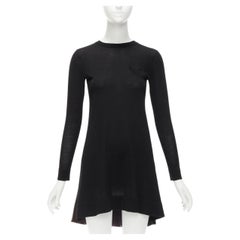 Sacai Luck in lana nera, abito svasato in raso a pieghe rovesciate JP1 S