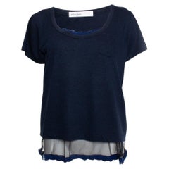 Sacai Luck, blaues T-Shirt mit Wäscheoberteil