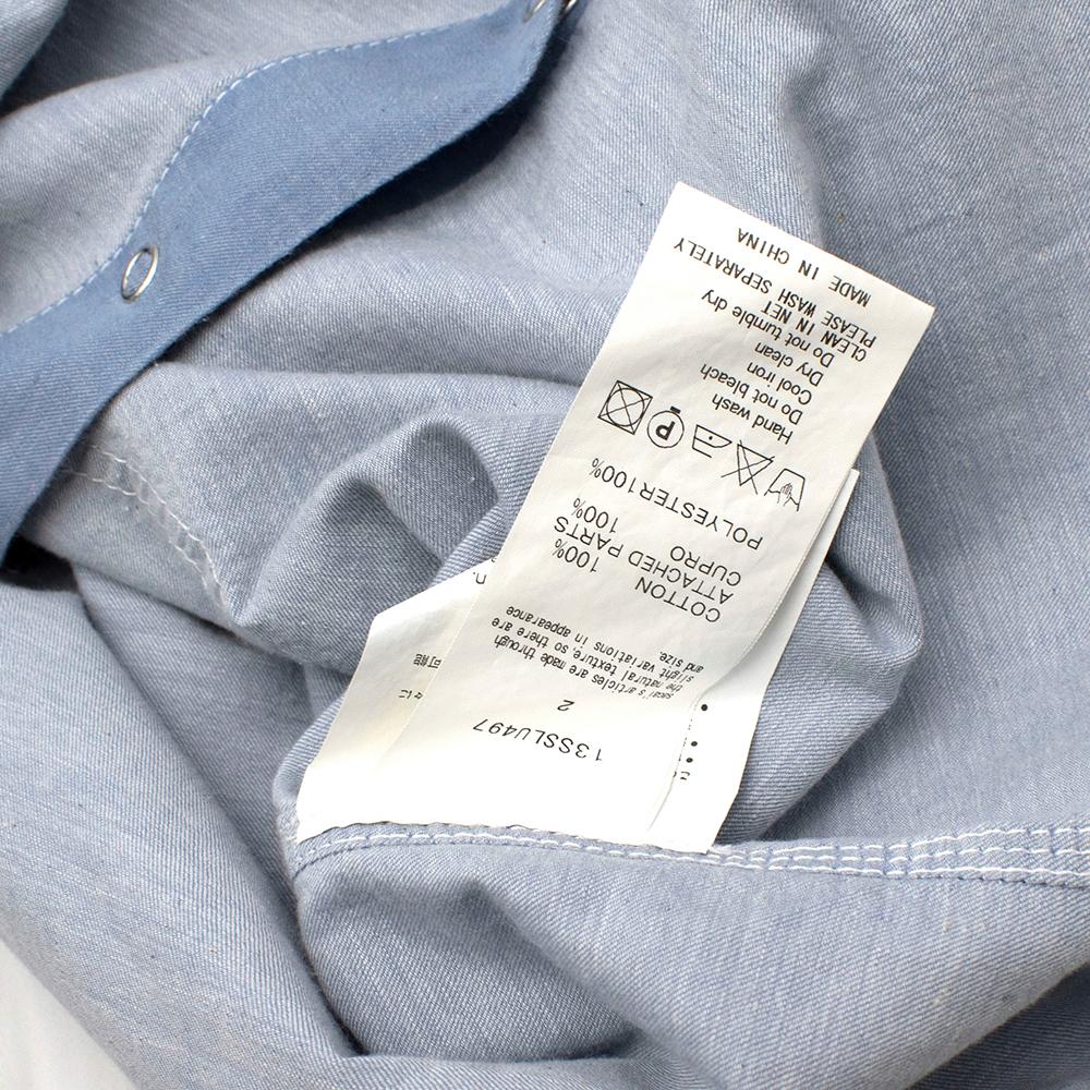 Blue Sacai Luck Denim Blouse With Satin Pleated Detail JPN 2  For Sale