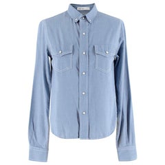 Sacai Luck Denim Blouse With Satin Pleated Detail JPN 2 