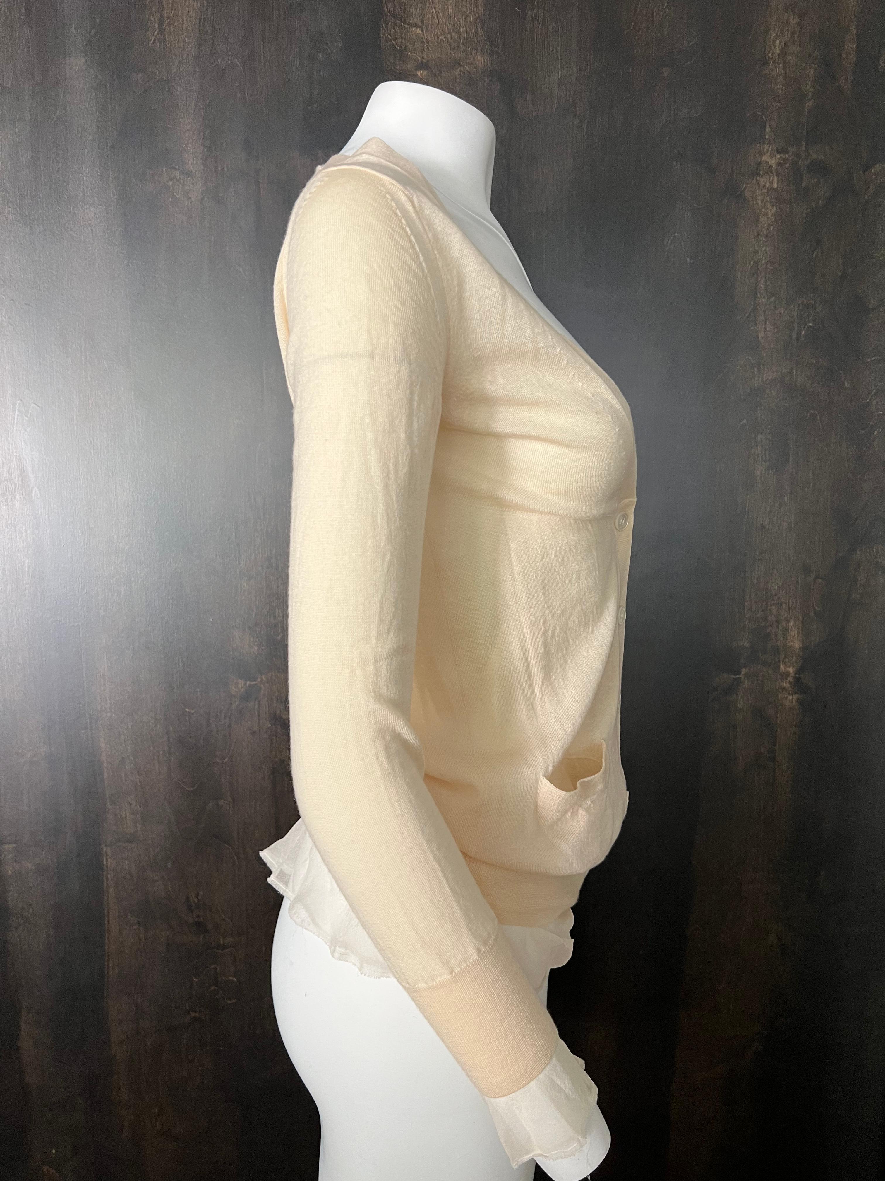 Women's Sacai Luck Ivory Wool Cardigan Sweater, Size 2  For Sale