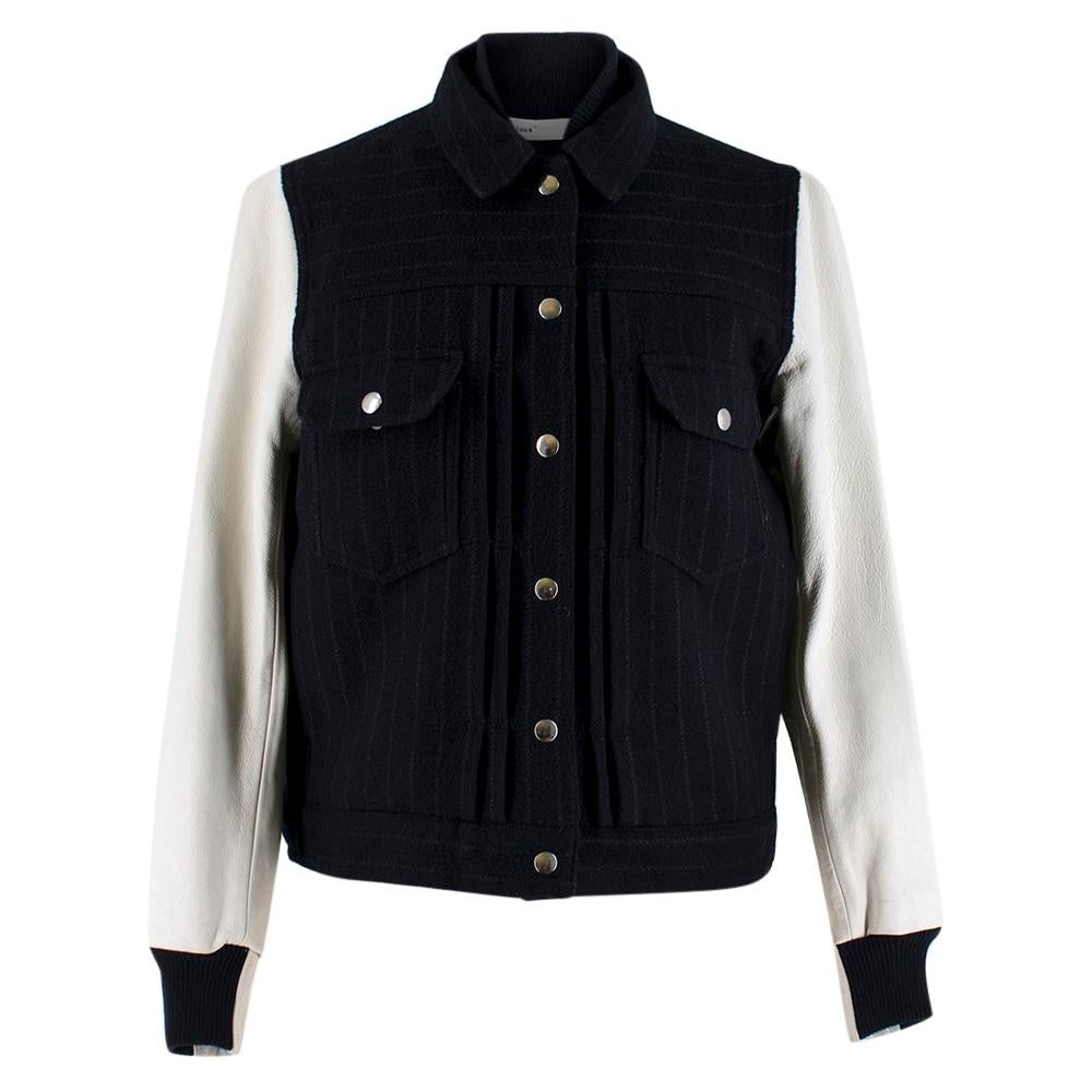 Sacai Luck leather-sleeved wool-blend bomber jacket XS For Sale