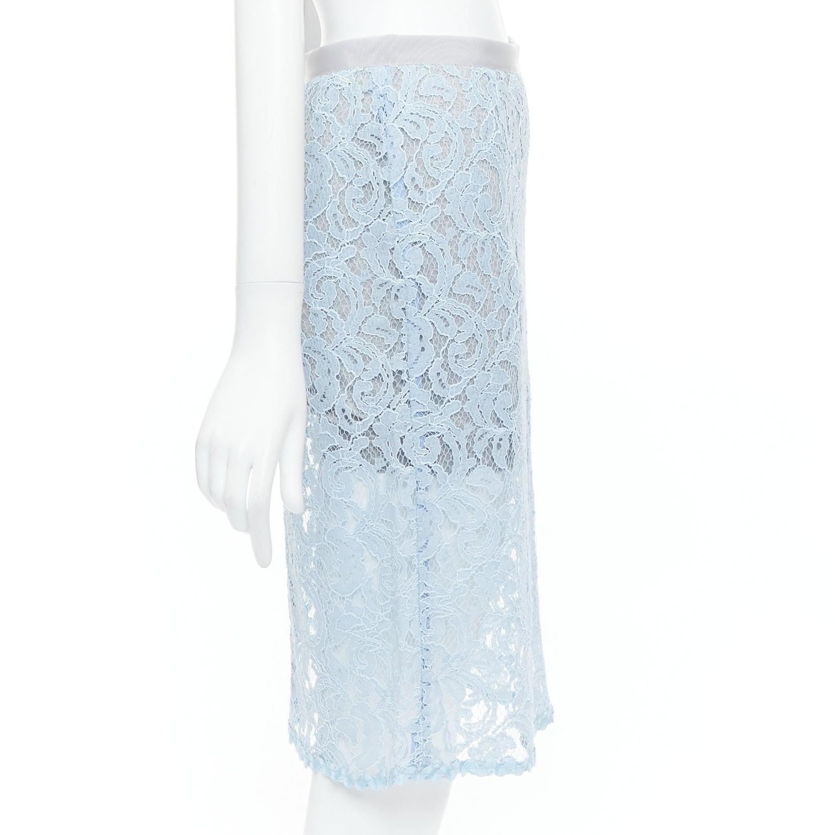 SACAI LUCK light blue rayon blend lace grey lined skort skirt JP1 S In Excellent Condition For Sale In Hong Kong, NT