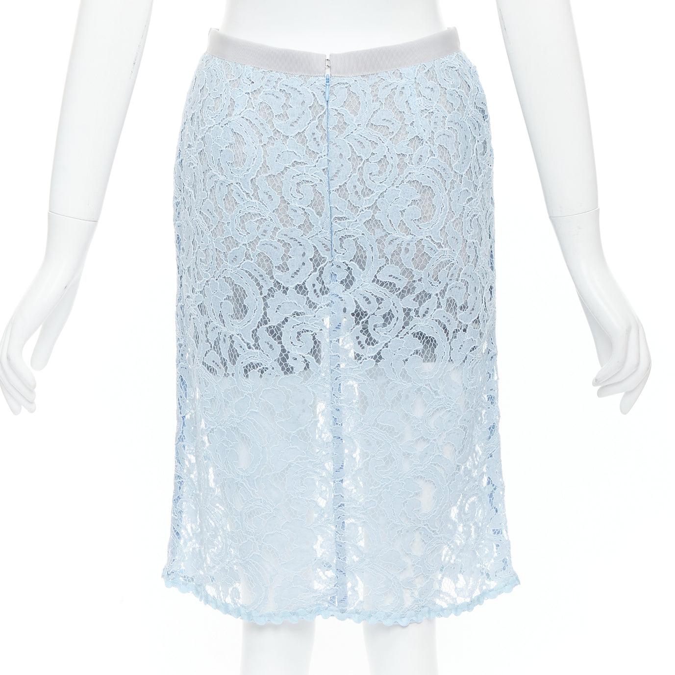 Women's SACAI LUCK light blue rayon blend lace grey lined skort skirt JP1 S For Sale