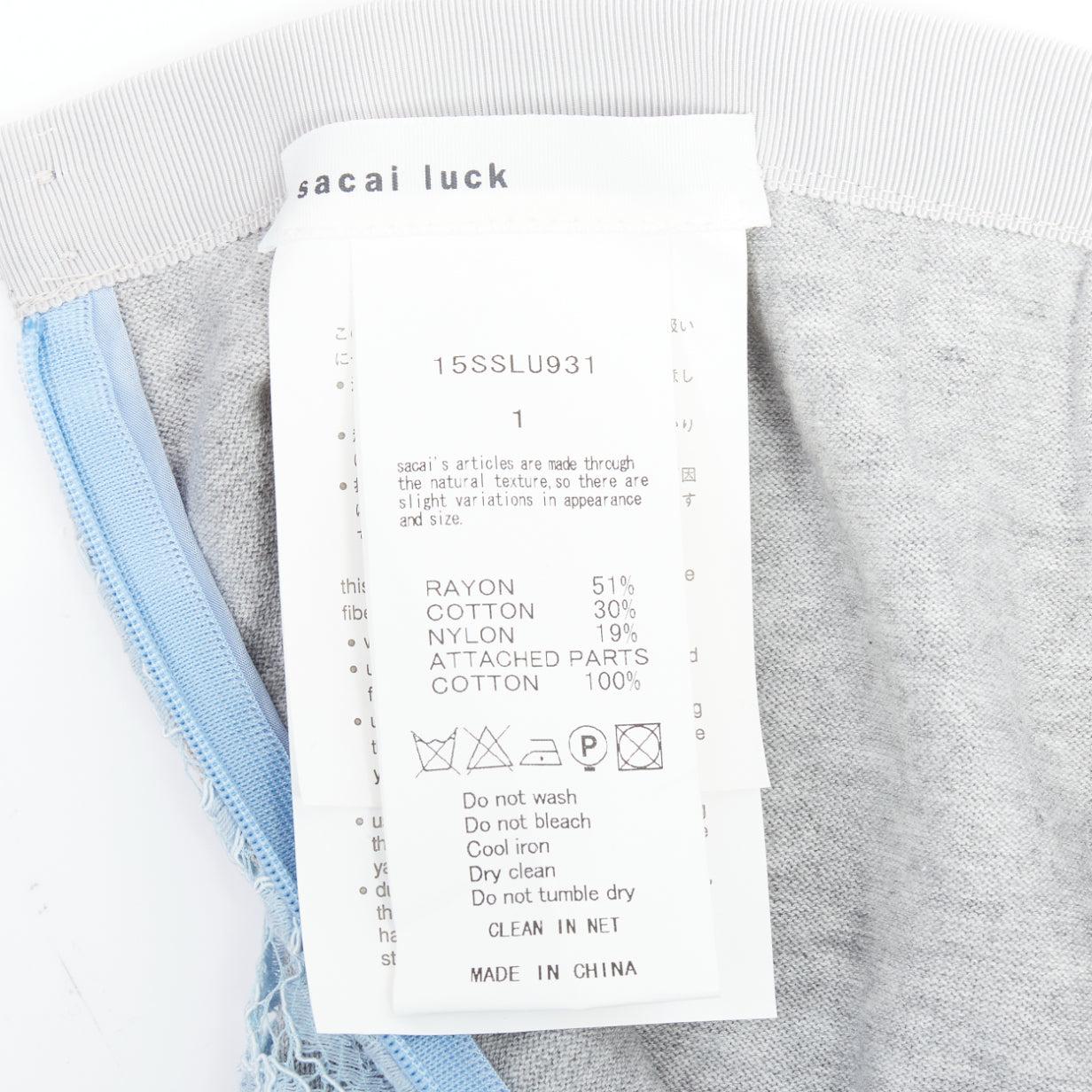 SACAI LUCK light blue rayon blend lace grey lined skort skirt JP1 S For Sale 3