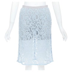 Sacai Luck gonna a ruota foderata in pizzo grigio misto rayon blu chiaro JP1 S