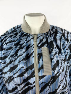 Sacai Luck Light Blue Zebra Striped Bomber Jacket Size 2