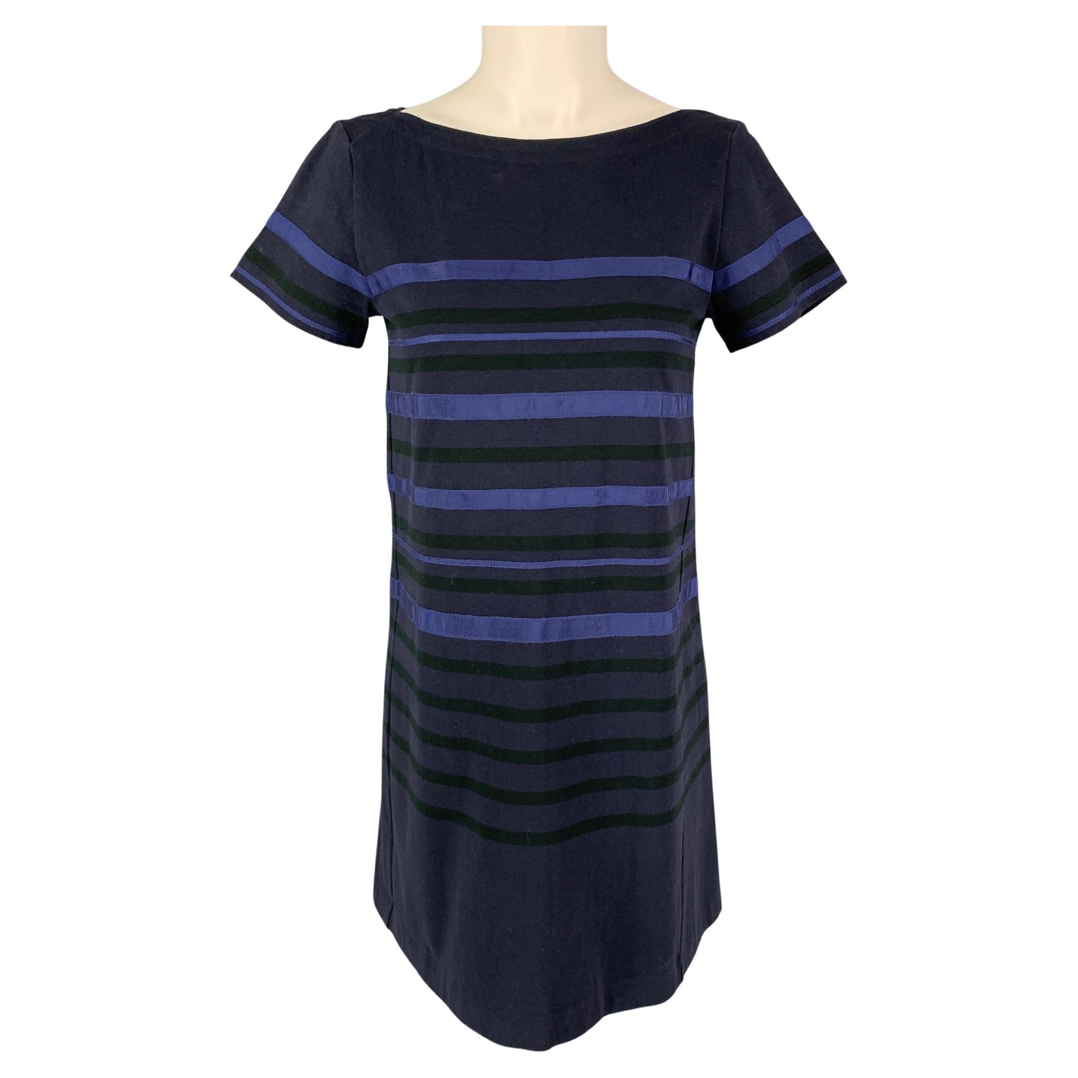 SACAI LUCK Size M Navy Jersey Stripe Short Sleeve Dress