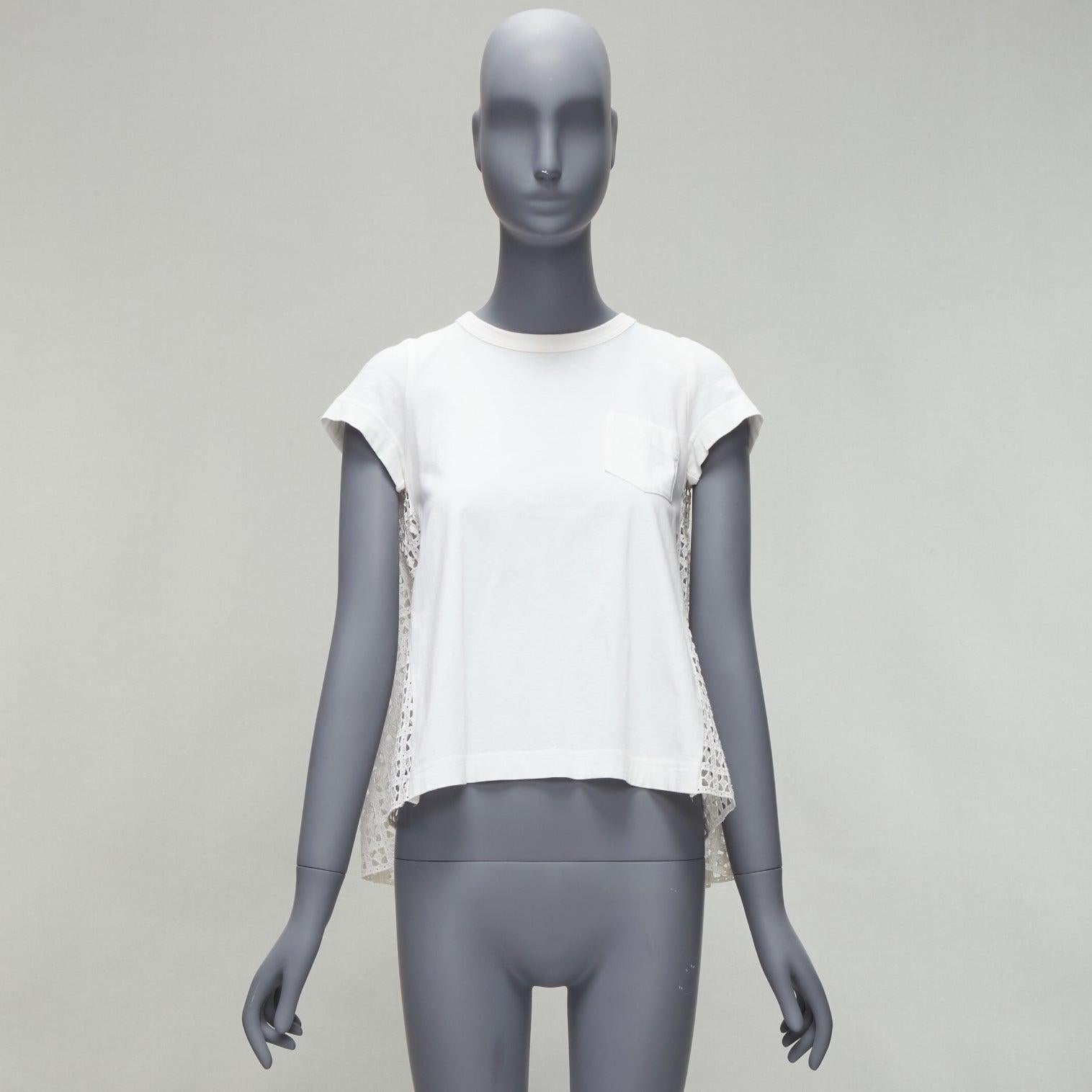 SACAI LUCK blusa babydoll de manga corta con ojales blancos JP1 S en venta 5