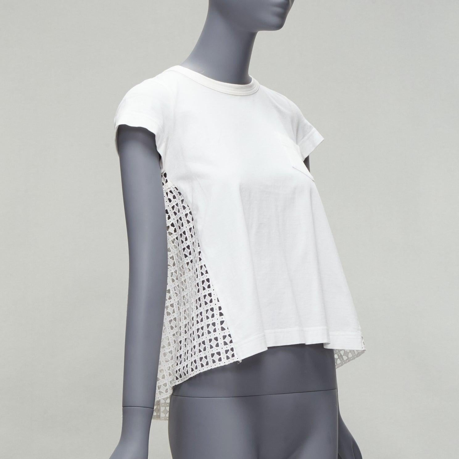 SACAI LUCK blusa babydoll de manga corta con ojales blancos JP1 S en Bueno estado para la venta en Hong Kong, NT