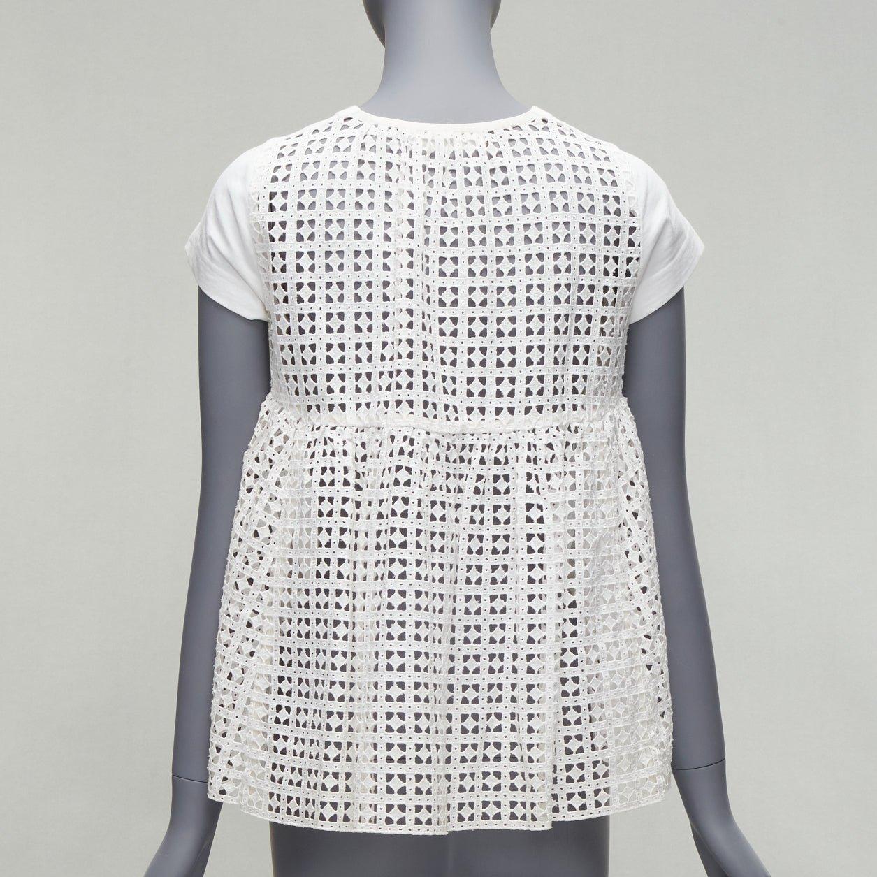 De las mujeres SACAI LUCK blusa babydoll de manga corta con ojales blancos JP1 S en venta