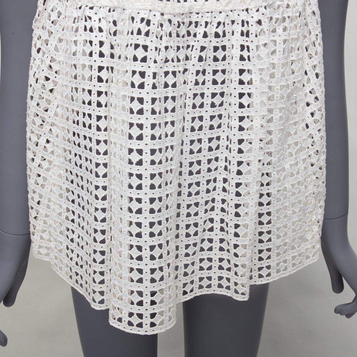SACAI LUCK blusa babydoll de manga corta con ojales blancos JP1 S en venta 2