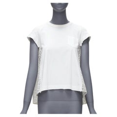 Sacai LUCK blanc eyelet dos évasé babydoll manches courtes top tshirt JP1 S