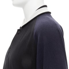 SACAI navy black cotton cashmere blend white raglan bomber JP2 M
