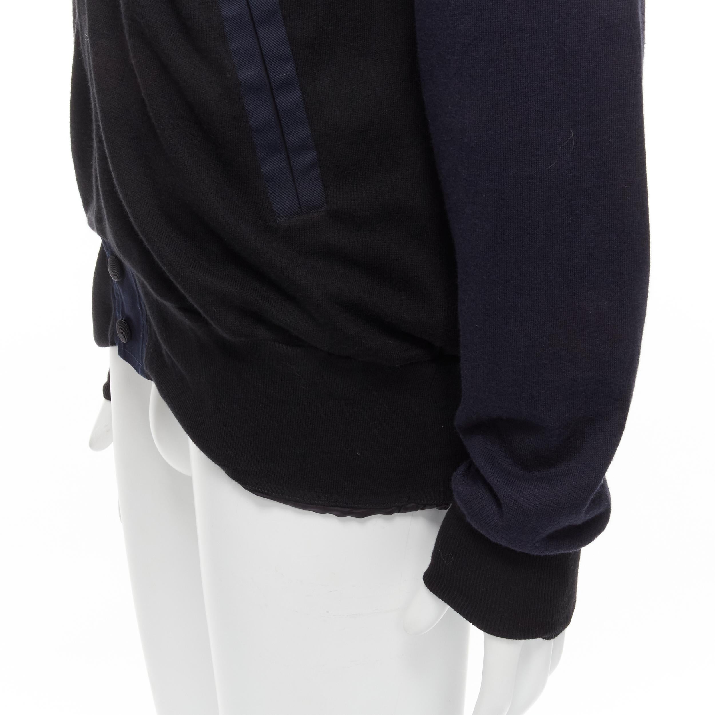 SACAI navy black cotton cashmere blend white raglan bomber JP2 M For Sale 3