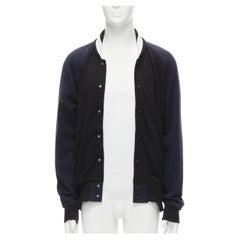 SACAI navy black cotton cashmere blend white raglan bomber JP2 M