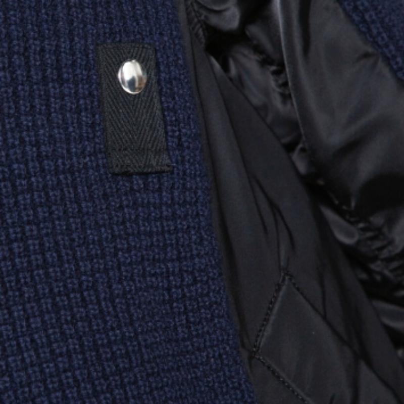 Sacai Navy Blue Rib Knit Wool Paneled Pullover M en venta 2