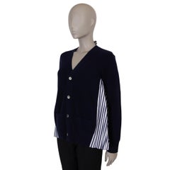 SACAI - Cardigan en laine bleu marine tricotée et rayée POPLIN - Pull 1 S