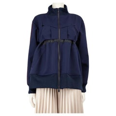 Sacai Navy Jersey Mock Neck Zip-Up Jacket Size L