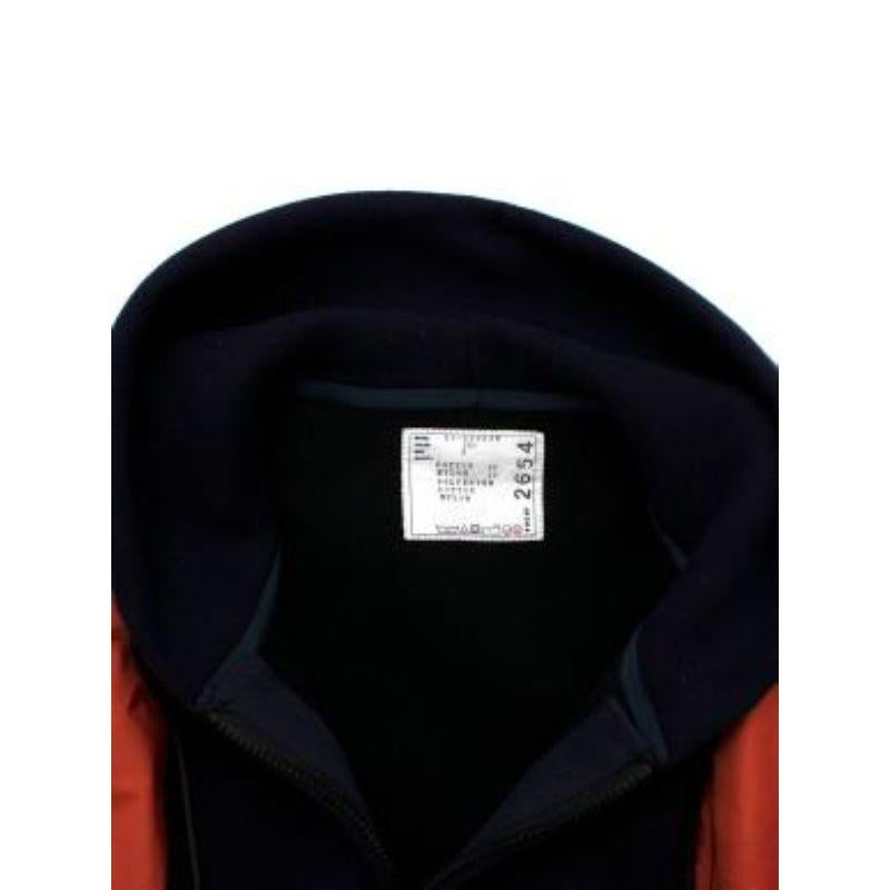Sacai navy & orange cotton blend zipped hooded jacket For Sale 1
