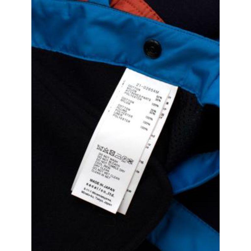 Sacai navy & orange cotton blend zipped hooded jacket For Sale 2