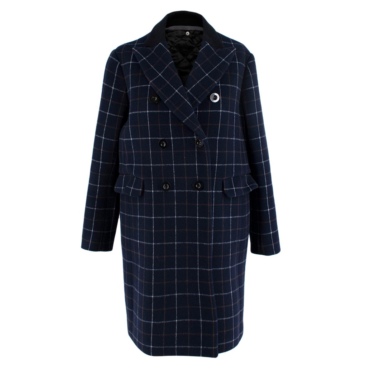 navy blue check coat