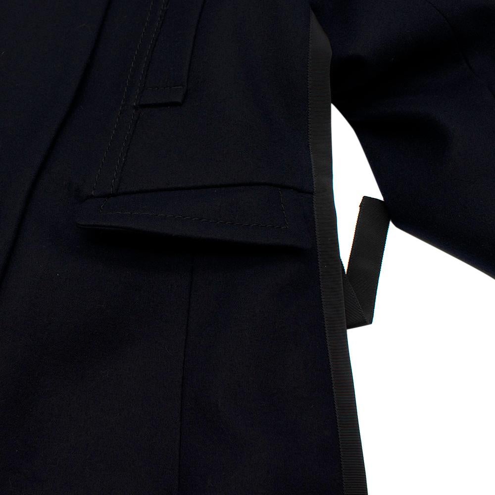 Black Sacai Navy Wool Double Vented Longline Coat - Size JPN 2 XXS For Sale