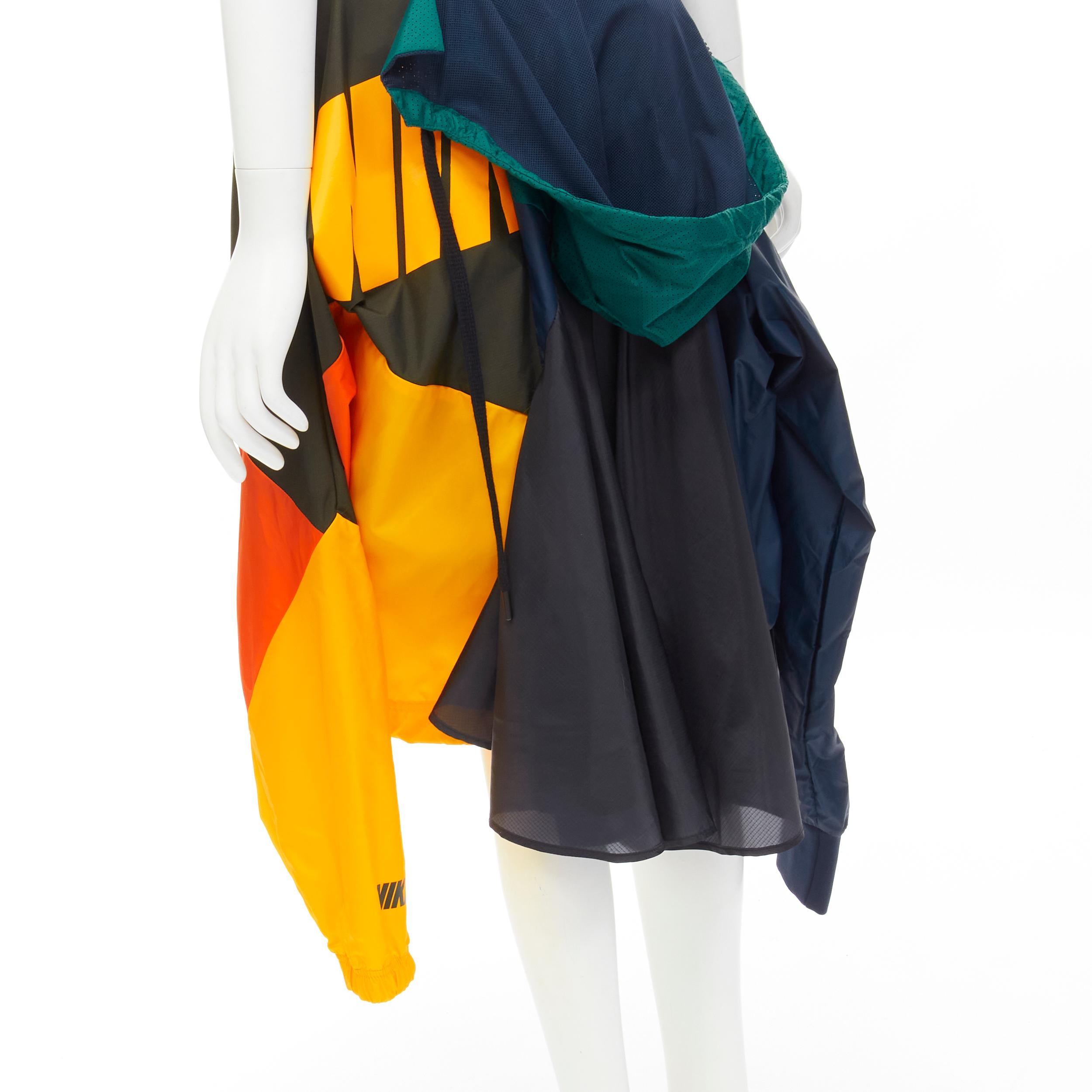 SACAI NIKE deconstructed windbreaker patchwork draped skirt XXS For Sale 2
