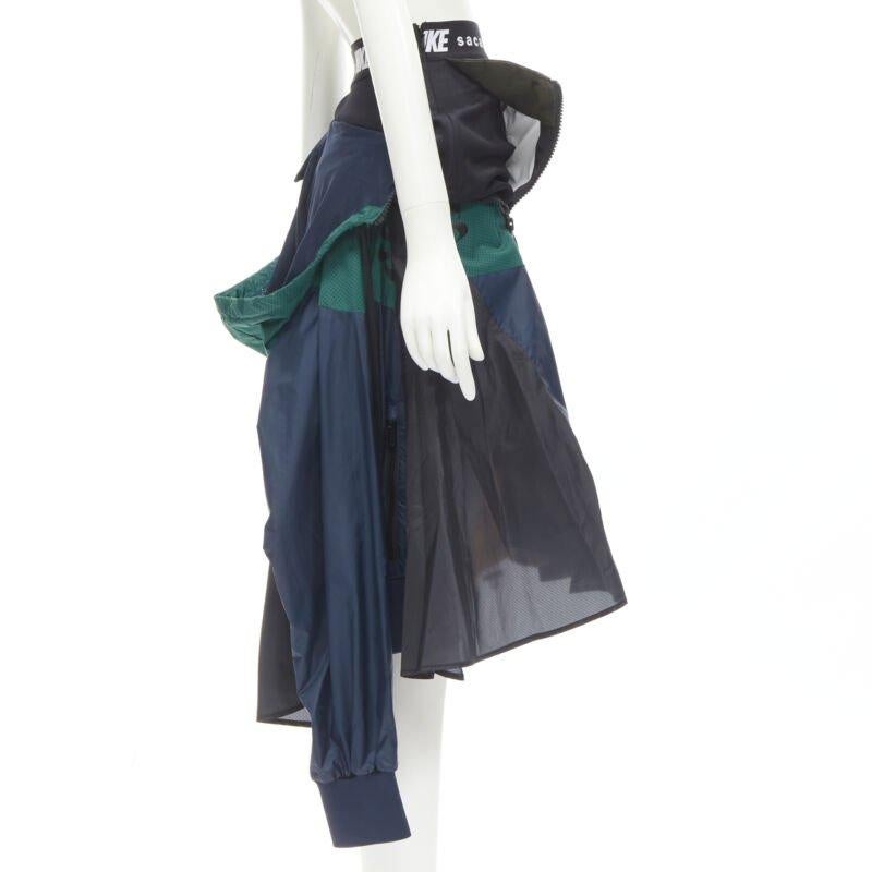 SACAI NIKE deconstructed windbreaker patchwork draped skirt XXS In Excellent Condition For Sale In Hong Kong, NT